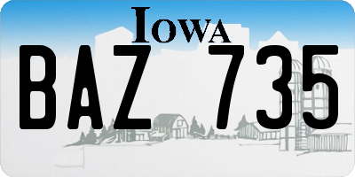 IA license plate BAZ735