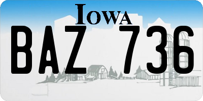 IA license plate BAZ736