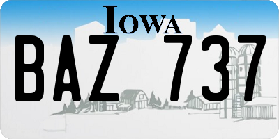 IA license plate BAZ737