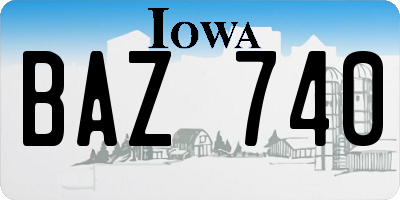 IA license plate BAZ740