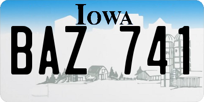IA license plate BAZ741