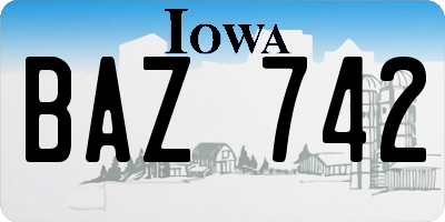 IA license plate BAZ742