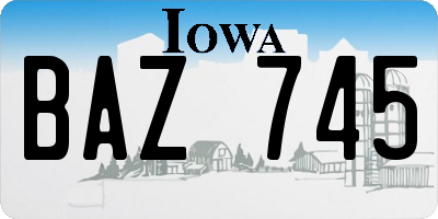 IA license plate BAZ745