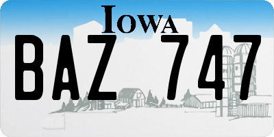 IA license plate BAZ747