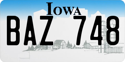 IA license plate BAZ748