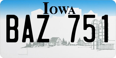 IA license plate BAZ751