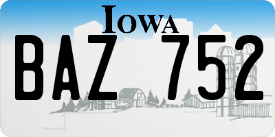 IA license plate BAZ752