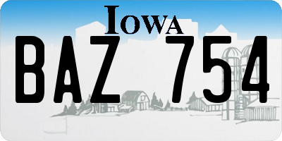IA license plate BAZ754