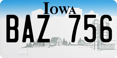 IA license plate BAZ756