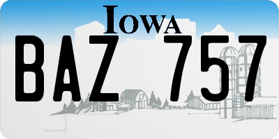 IA license plate BAZ757