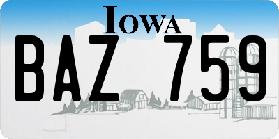 IA license plate BAZ759
