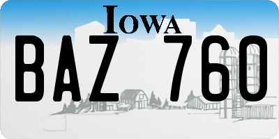 IA license plate BAZ760