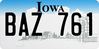 IA license plate BAZ761