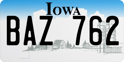 IA license plate BAZ762