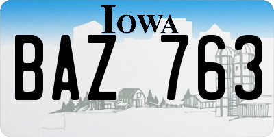 IA license plate BAZ763