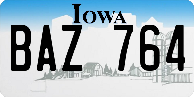IA license plate BAZ764