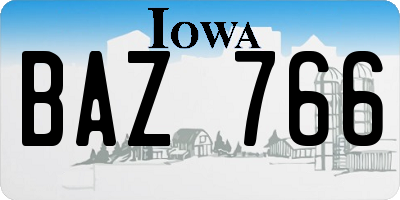 IA license plate BAZ766