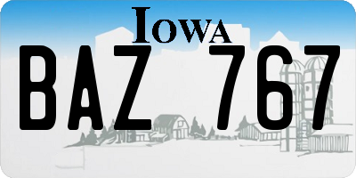 IA license plate BAZ767