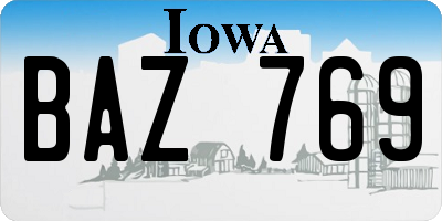 IA license plate BAZ769