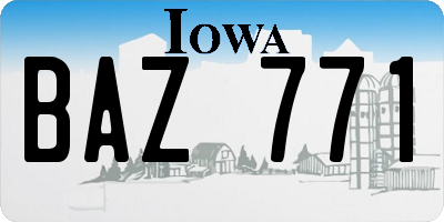 IA license plate BAZ771