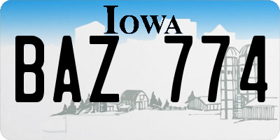 IA license plate BAZ774