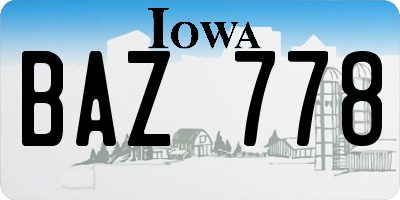 IA license plate BAZ778