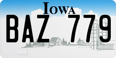 IA license plate BAZ779