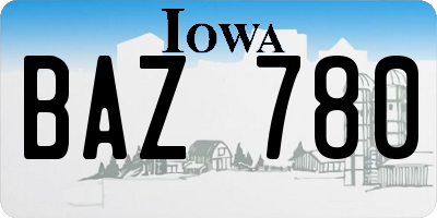 IA license plate BAZ780