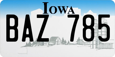 IA license plate BAZ785
