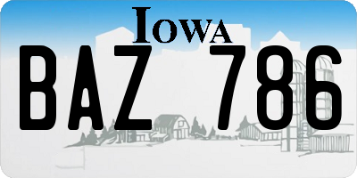 IA license plate BAZ786