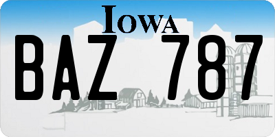 IA license plate BAZ787