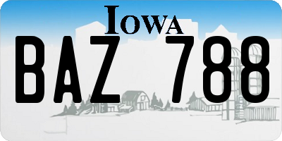 IA license plate BAZ788