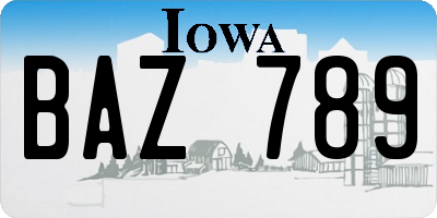 IA license plate BAZ789