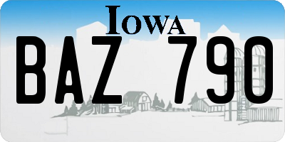 IA license plate BAZ790