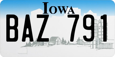 IA license plate BAZ791