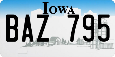 IA license plate BAZ795
