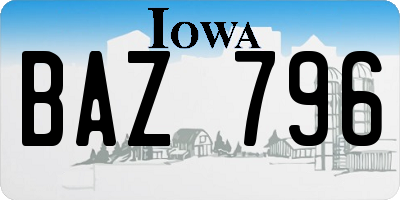 IA license plate BAZ796