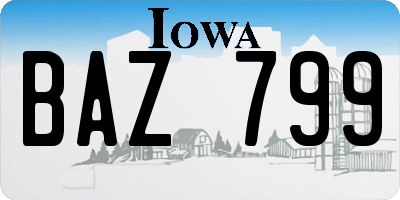 IA license plate BAZ799