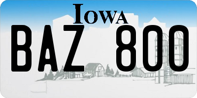 IA license plate BAZ800
