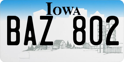 IA license plate BAZ802