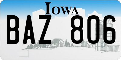 IA license plate BAZ806