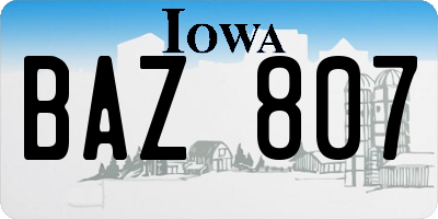 IA license plate BAZ807