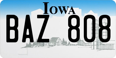 IA license plate BAZ808
