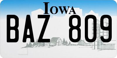 IA license plate BAZ809