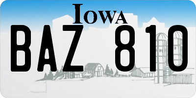 IA license plate BAZ810