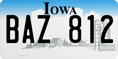 IA license plate BAZ812