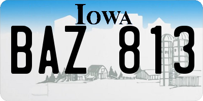 IA license plate BAZ813