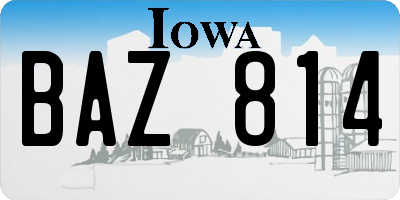 IA license plate BAZ814