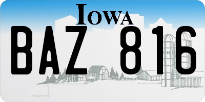 IA license plate BAZ816