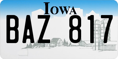 IA license plate BAZ817
